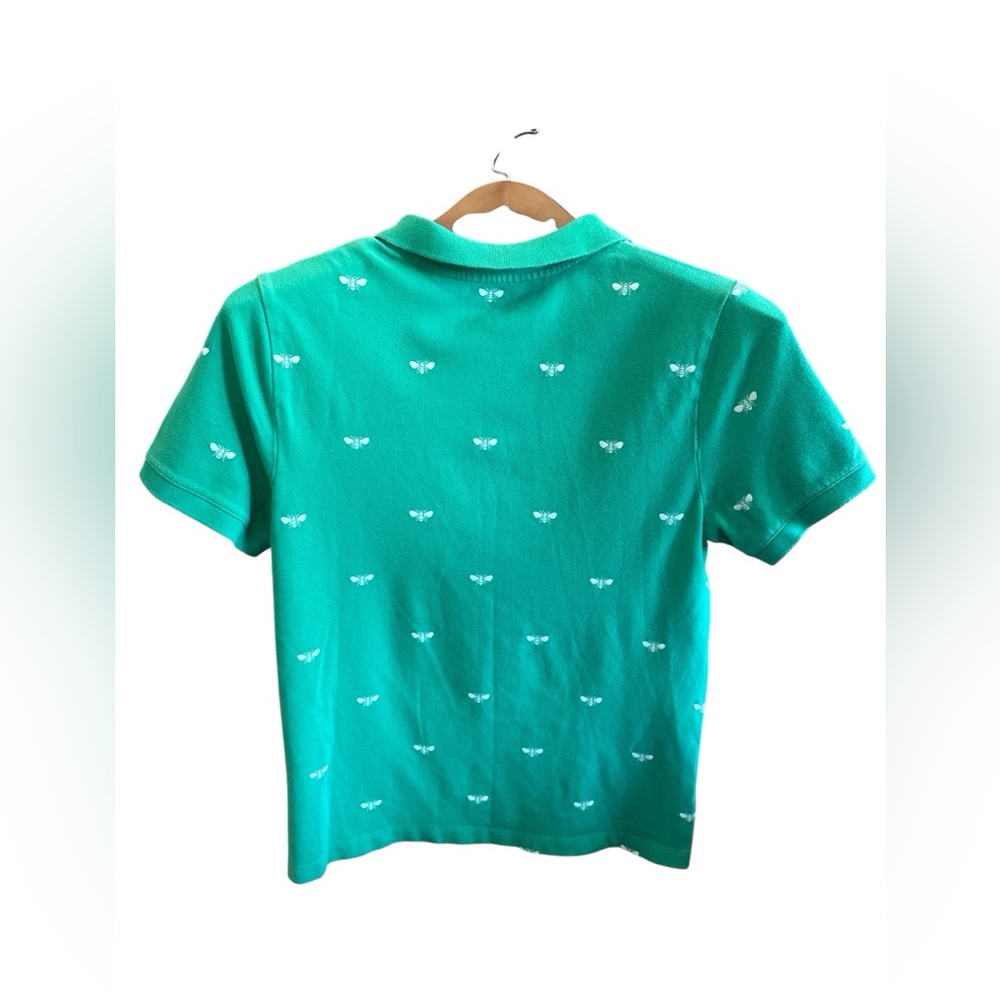 Lands' End Teal Green Bee-Embroidered Polo Shirt Golf Spring Short Sleeve Small - Picture 2 of 5